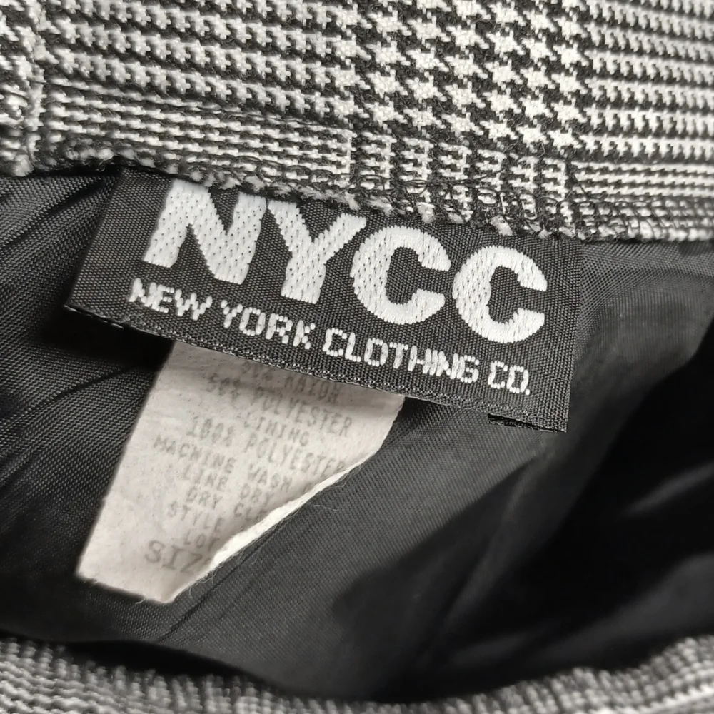 VTG NYCC Black White Houndstooth Plaid Print Mini Skirt 16 XL